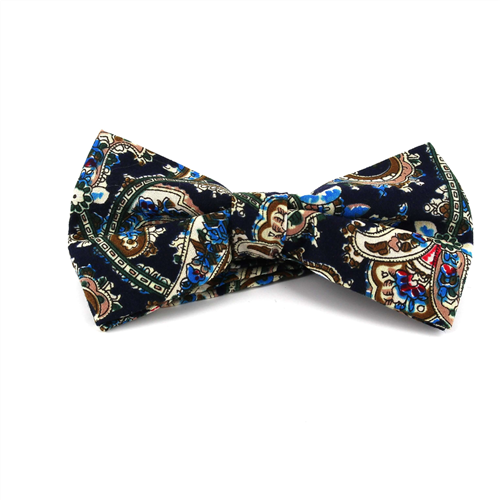 Pajarita Paisley Azul Oscuro