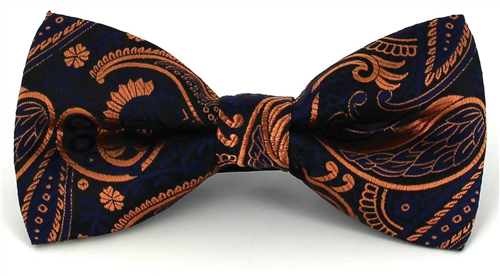 Pajarita Paisley Negra, Azul y Naranja
