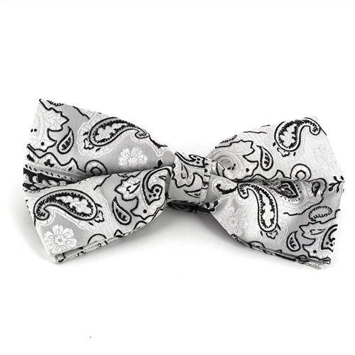 Pajarita Paisley XL Gris Plata