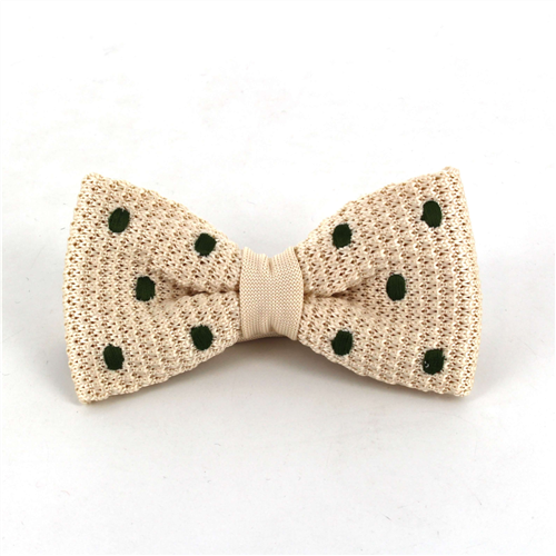 Pajarita Punto Beige Lunares Verde Oscuro