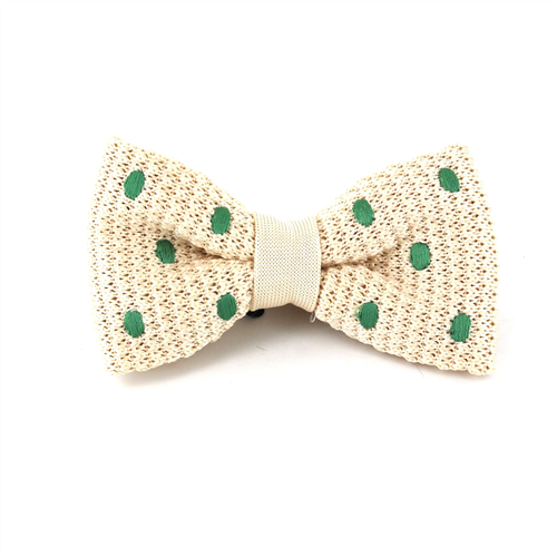 Pajarita Punto Beige Lunares Verdes