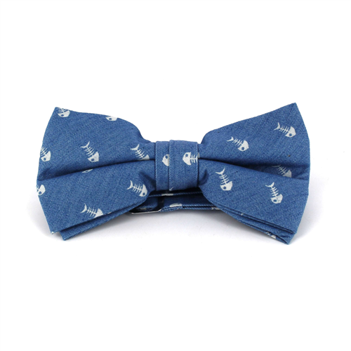 Pajarita Raspas Peces Denim Claro