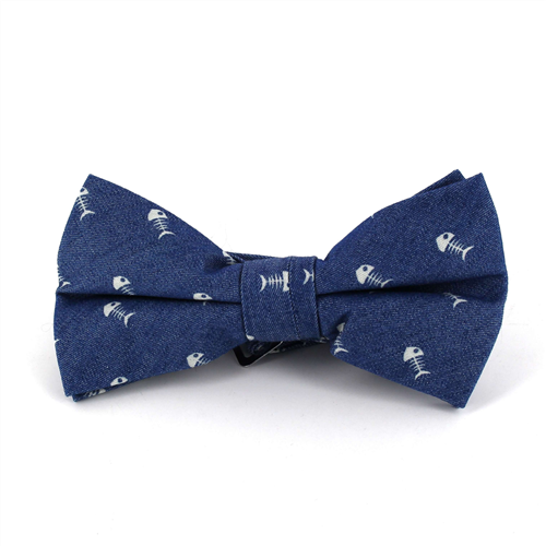 Pajarita Raspas Peces Denim Oscuro