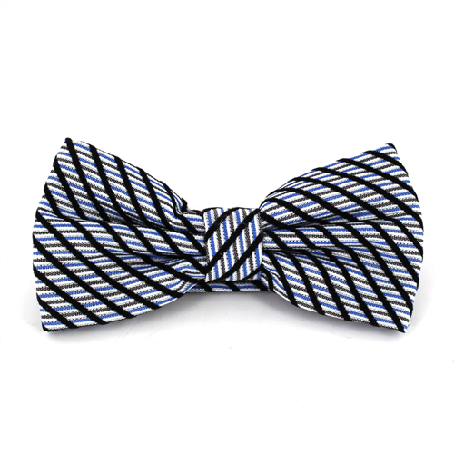 Pajarita Rayas Brillante Azul y Gris