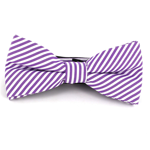Pajarita Rayas Finas Violeta y Blanca