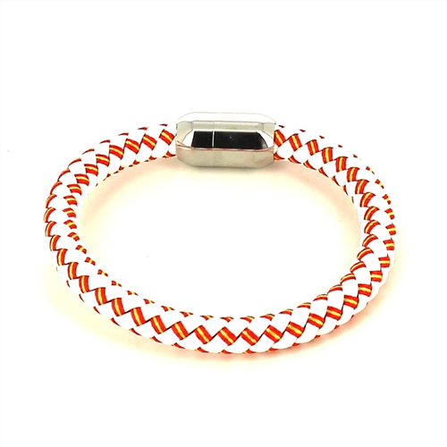 Pulsera Cuero Blanca Bandera España