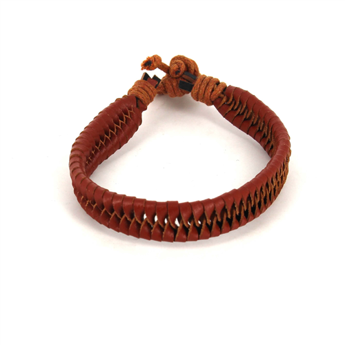 Pulsera Cuero Trenzada Marrón Claro