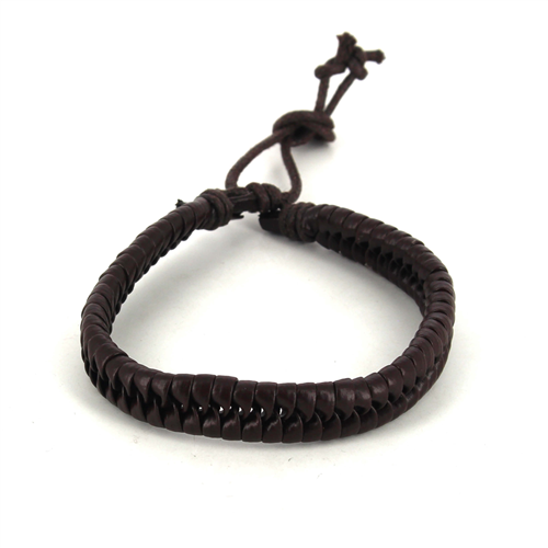 Pulsera Cuero Trenzada Marrón Oscuro