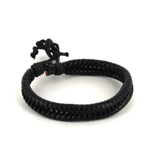 Pulsera Cuero Trenzada Negra