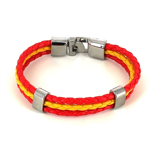Pulsera Cuero Trenzado Bandera España