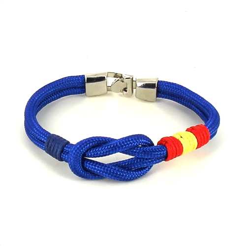 Pulsera Nudo Azul con Bandera España