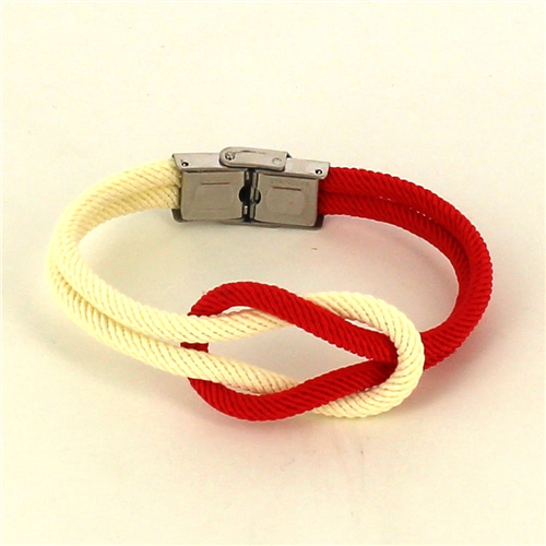 Pulsera Nudo Blanco y Rojo