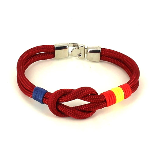 Pulsera Nudo Burdeos con Bandera España