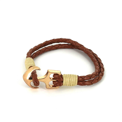 Pulsera Trenzada Cuero con Ancla