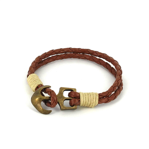 Pulsera Trenzada Cuero con Ancla