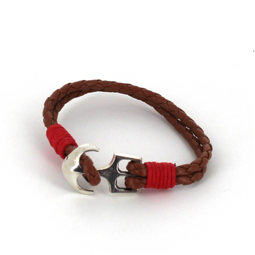Pulsera Trenzada Cuero con Ancla