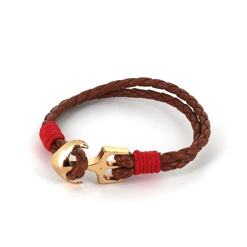 Pulsera Trenzada Cuero con Ancla