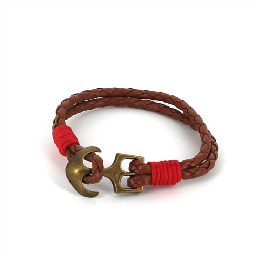 Pulsera Trenzada Cuero con Ancla