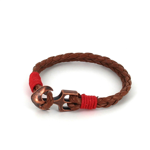 Pulsera Trenzada Cuero con Ancla