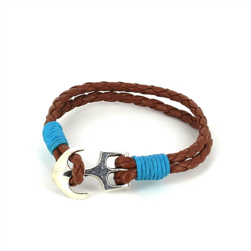 Pulsera Trenzada Cuero con Ancla