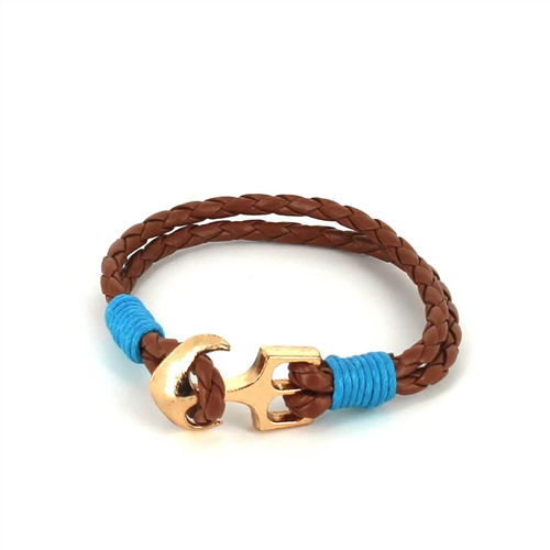 Pulsera Trenzada Cuero con Ancla