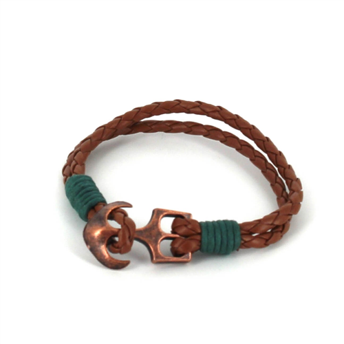 Pulsera Trenzada Cuero con Ancla