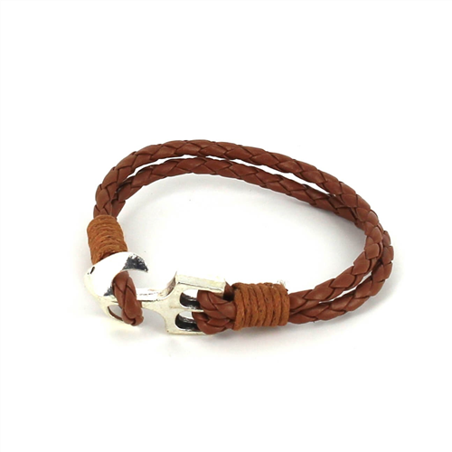 Pulsera Trenzada Cuero con Ancla