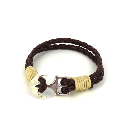 Pulsera Trenzada Cuero con Ancla