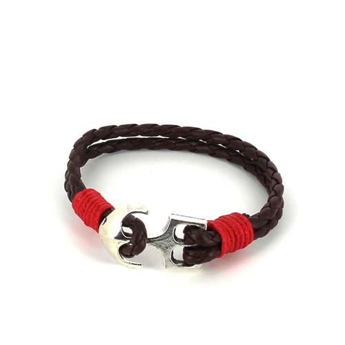 Pulsera Trenzada Cuero con Ancla