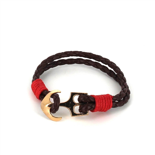 Pulsera Trenzada Cuero con Ancla