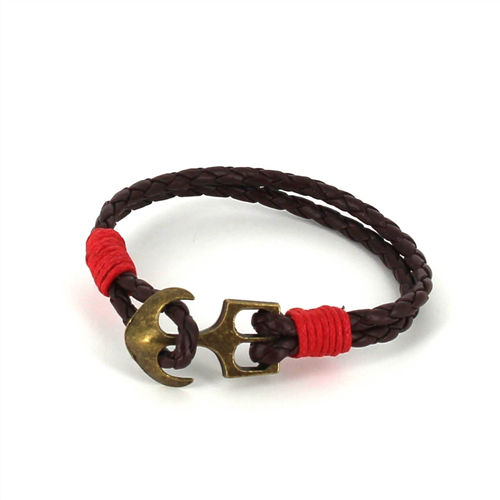 Pulsera Trenzada Cuero con Ancla