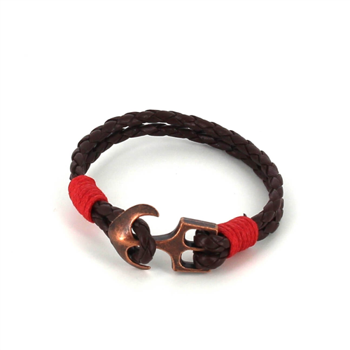 Pulsera Trenzada Cuero con Ancla