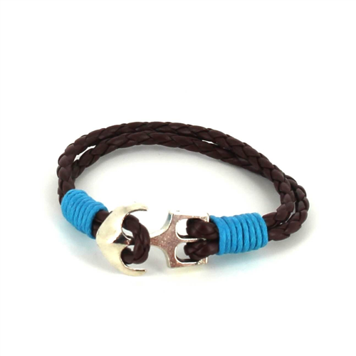 Pulsera Trenzada Cuero con Ancla
