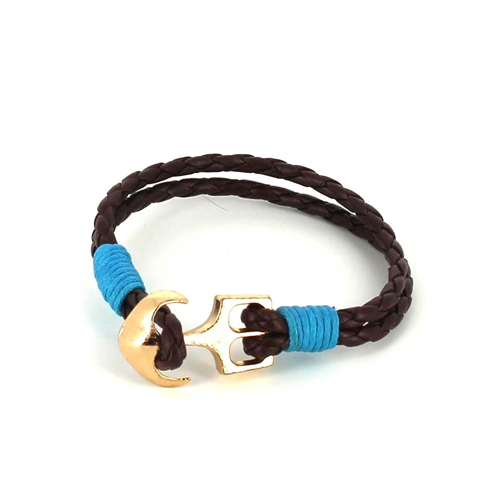 Pulsera Trenzada Cuero con Ancla