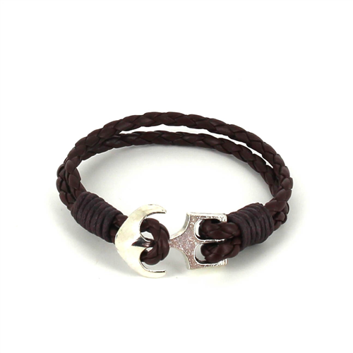 Pulsera Trenzada Cuero con Ancla