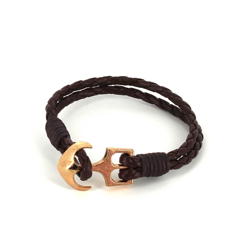 Pulsera Trenzada Cuero con Ancla