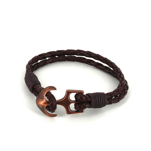 Pulsera Trenzada Cuero con Ancla