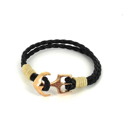 Pulsera Trenzada Cuero con Ancla