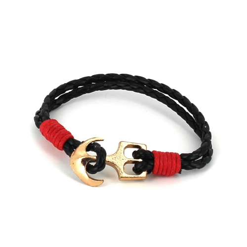 Pulsera Trenzada Cuero con Ancla