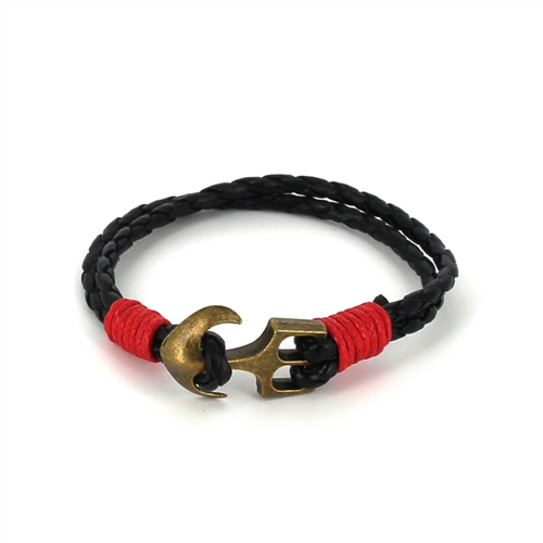 Pulsera Trenzada Cuero con Ancla