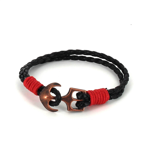 Pulsera Trenzada Cuero con Ancla