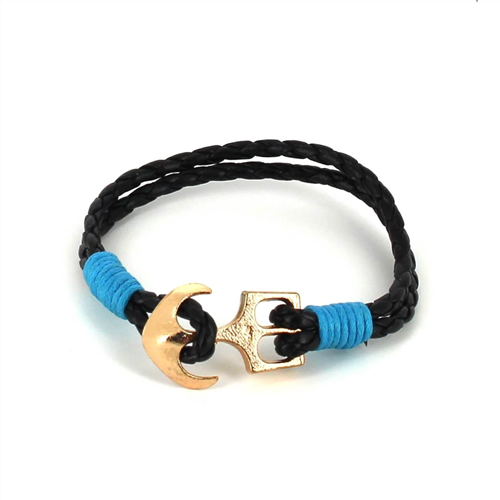 Pulsera Trenzada Cuero con Ancla