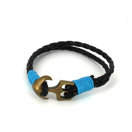 Pulsera Trenzada Cuero con Ancla