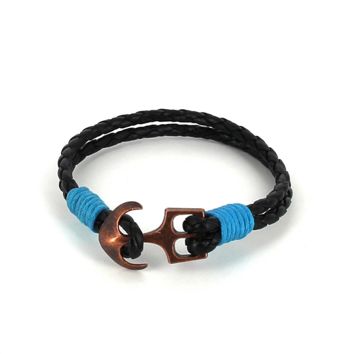 Pulsera Trenzada Cuero con Ancla