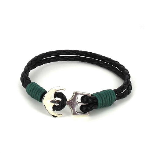 Pulsera Trenzada Cuero con Ancla
