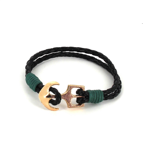 Pulsera Trenzada Cuero con Ancla