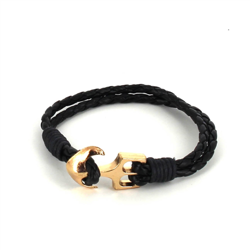 Pulsera Trenzada Cuero con Ancla