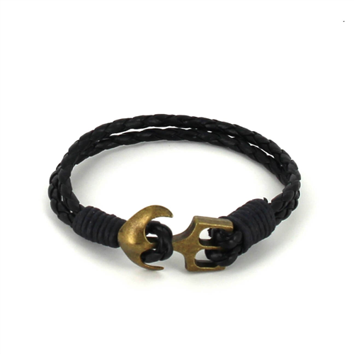 Pulsera Trenzada Cuero con Ancla