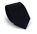 Corbata Estrecha Estampada Azul Marino y Negra