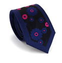 Corbata Estrecha Estampado Flores Azul